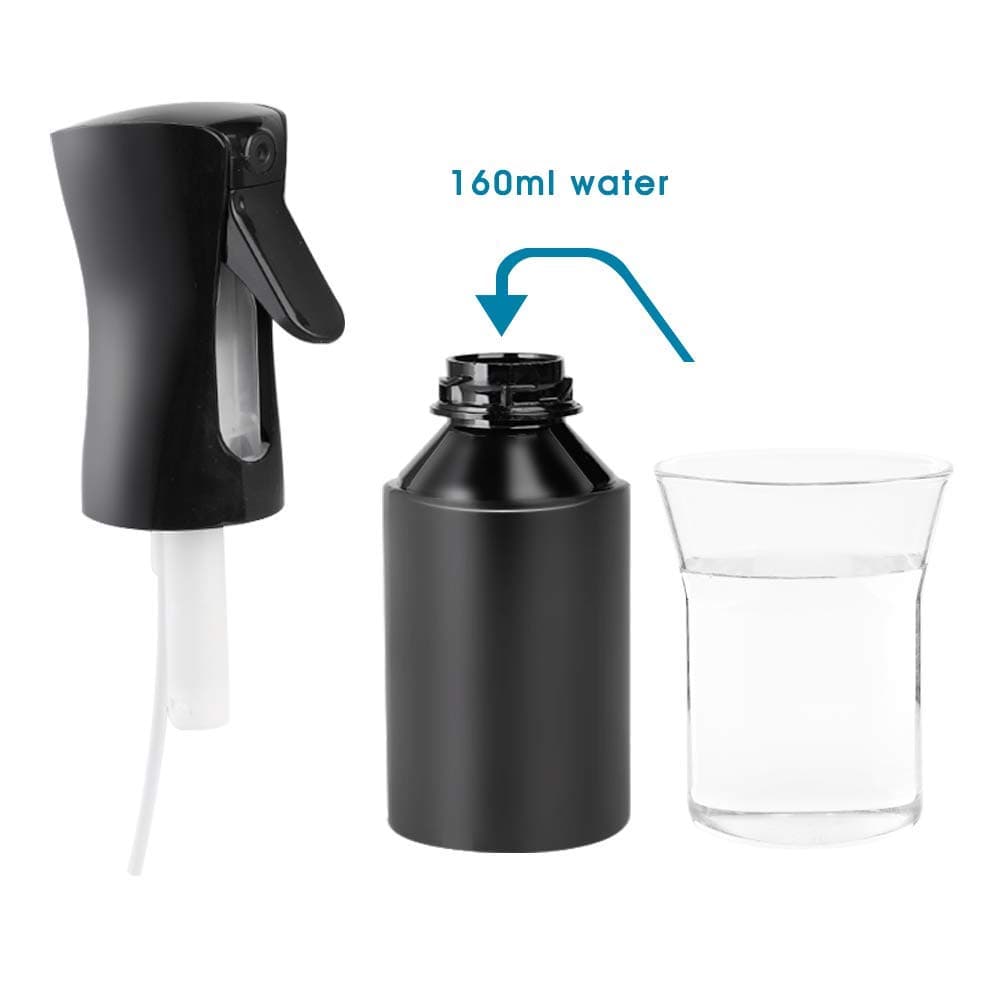 Uervoton Hair Spray Bottle, Continuous Ultra Fine Mist Water Sprayer, Empty Refillable Bottle for Hairstyling, Salon, Skincare, Plants, Pets & Cleaning, 210ml, Black — view 3