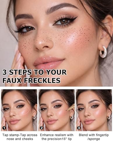 Jutqut Freckle Pen & Freckle Stamp – 2-in-1 Dual-Ended Faux Freckle Stamp Pen, Waterproof & Smudge-Proof Long-Lasting Freckle Pen, Curved Precision Tip for Natural Faux Freckles Makeup, #01 Natural Coffee — view 5