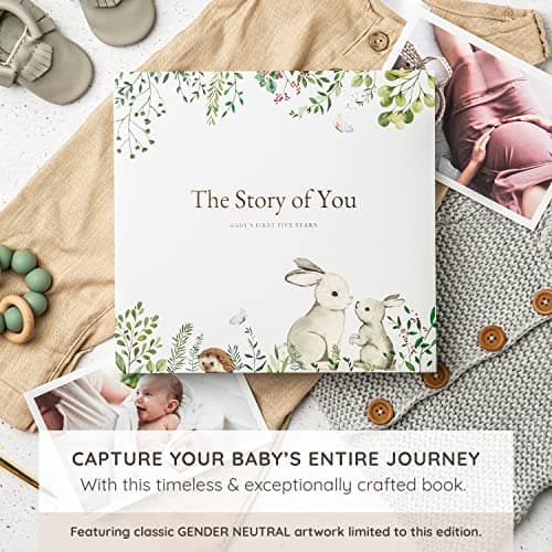 Keepsake Memory Book for Baby Boy or Girl Timeless First 5 Year Baby Book A Milestone Book to Record Every Event from Birth To Age 5 Gender Neutral Journal Scrapbook Photo Album