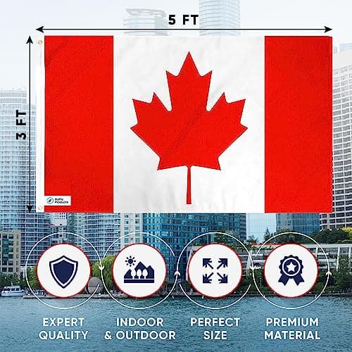 ByFloProducts Premium Canada Flag - Canadian Flags 3x5 Feet Outdoor Heavy Duty - Durable Nylon, Embroidered Maple Leaf, Quadruple Stitched, Vivid Colors — view 2