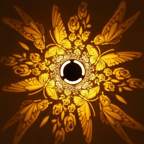 Solar Lanterns Outdoor Waterproof Butterfly Garden Decor Gifts for Women Mom Grandma, Hanging Solar Lights Metal Garden Decoration Outside for Yard, Patio, Backyard, Porch for Gift Card Box Packaging — view 4