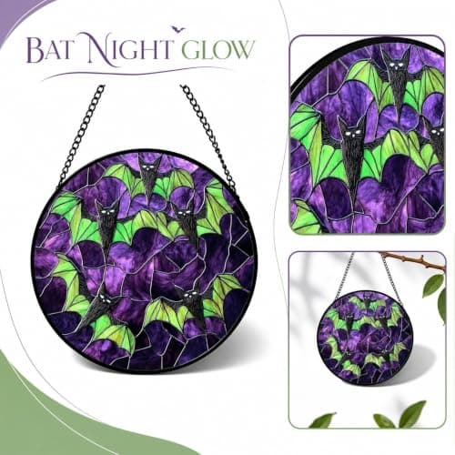 Halloween Decorations, Black Bats Acrylic Jigsaw Puzzle Suncatcher Gothic Decor Spooky Funny Window Suncatcher Acrylic Puzzle, Home Decor Gift for Women Men Horror Gift 7.8 Inch — view 5