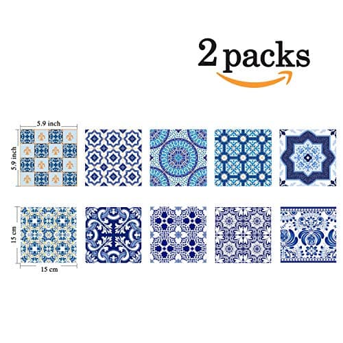 Poromoro Spanish Portuguese Azulejo Style Backsplash Peel and Stick Tile Stickers Set of 20 pcs(5.9_ZB) — view 2