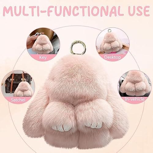 2026 New Bunny lulu Keychain, Cute Soft Fuzzy Bunny Keychain with Tin Box, Rabbit Charm for Bags, Easter Gift (B) — view 4