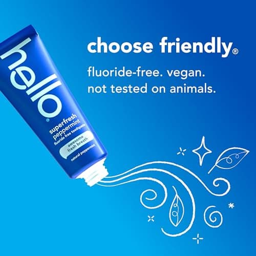 Hello Superfresh Natural Peppermint Fluoride Free Toothpaste for Bad Breath, 5 Oz, Minty Bad Breath Toothpaste, SLS Free, Vegan, Helps Whiten Teeth by Removing Surface Stains (Pack of 3) — view 5