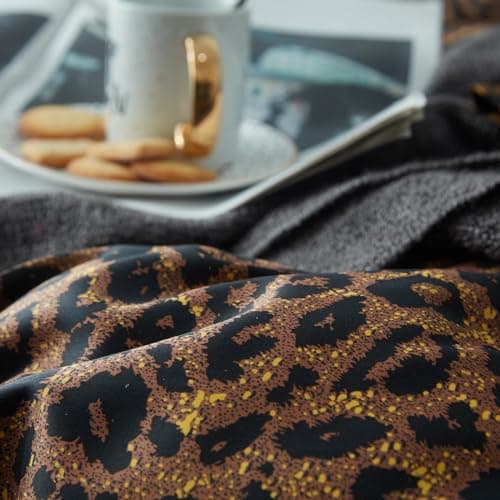 Leopard Print Comforter Set King Soft Fluffy Animal Cheetah Printed Comforter Set 3 Pieces Brown Black Floral Bedding Farmhouse Leopard Pattern King Size Comforter with 2 Pillowcases for All Season — view 8