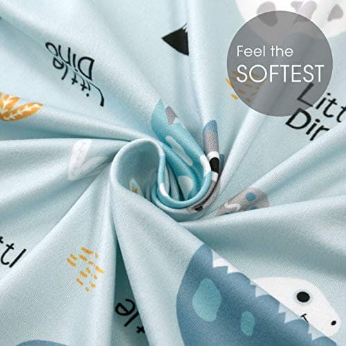 GRSSDER Stretchy Ultra Soft Jersey Knit Fitted Pack n Play Sheets Set 2 Pack, Portable/Mini Crib Sheets for Boys, Universal Fit for Pack N Plays Safe and Snug, Happy Dinosaurs for Baby — view 5