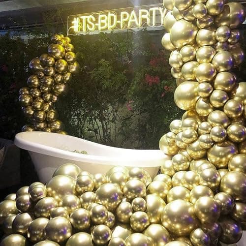 PartyWoo Metallic Gold Balloons 50pcs 5 Inch Small Mini Chrome Gold Latex Balloons for Graduation Baby Shower Gender Reveal Wedding Bachelorette New Year Birthday Party Decorations Gold-G101 — view 6
