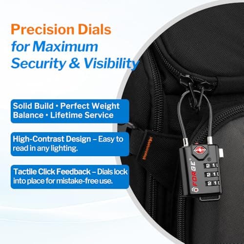 TSA Approved Cable Luggage Locks, Re-settable Combination with Alloy Body, Black 2 Locks. — view 3