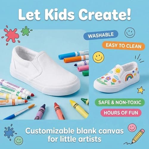 Harvest Land Toddler Slip-On Canvas Sneakers for Girls and Boys, Casual Kids Shoes - Lightweight, Breathable White Size US7 — view 2