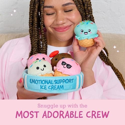 Emotional Support Ice Cream Cones by Relatable, Cuddly Stuffed Animals and Toys, Squishy Toys and Plushies, Great Gift Ideas for Loved Ones of All Ages, Includes 5 Plushies with Carrying Basket — view 2