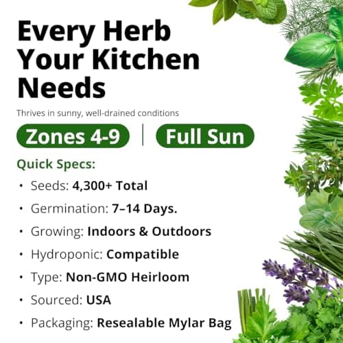 HOME GROWN Herb Seeds for Planting 15-Pack Massive Seed Count 4,300+ Seeds Non-GMO Heirloom | Extra Large | Culinary Herb Kit, Indoor Outdoor & Hydroponic | Grow Your Own Herbs | Gardening Gift — view 3