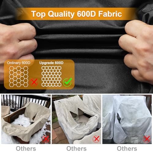 Kipiea 600D Patio Chair Covers Waterproof Winter 2 Pack - Heavy Duty Lawn Outdoor Furniture Chair Covers with Anti UV and No Tears, No Fading (33"W x 35"D x 31"H） — view 5
