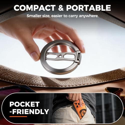 ZBHISHE Magnetic Phone Ring for MagSafe Grip [Dual-Sided Magnetic] [Magnet Phone Stand Grip Compatible with Car Mounts] Mag Safe Accessory for iPhone 17/16/15/14/13 Pro Max Plus, Grey — view 4