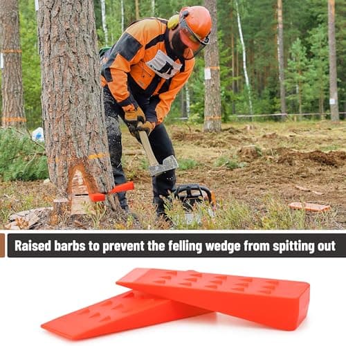 UNCO- Tree Felling Wedges with Spikes, 8 Inch, 6 pcs, Orange, Plastic Wedges for Tree Cutting, Logging Tools and Equipment — view 3