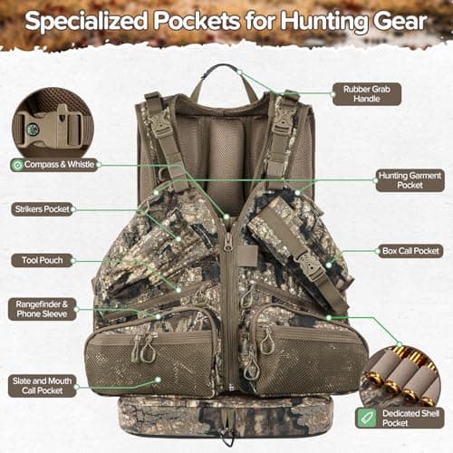 BLISSWILL Turkey Hunting Vest backpack with Seat,Adjustable Camo Vest with Game Pouch for Men Women,Upland Bird Hunting Gear