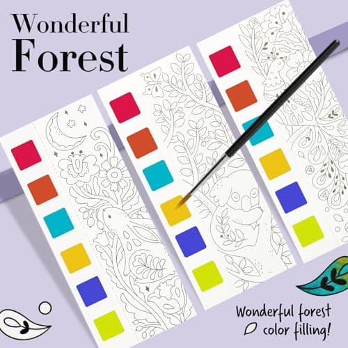 JCREN Watercolor Painting Books, Pocket Watercolor Painting Coloring Kit, Paint with Water Bookmarks Travel Activity Party Favors for Kids Toddlers Gifts for Boys and Girls — view 4