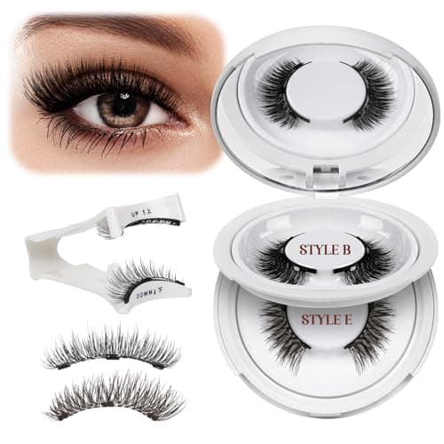 QUEWEL Magnetic Eyelashes Natural Look, 2pairs Reusable Lashes with Applicator, Easy to Use without Eyeliner(XK-Mag-B+E)