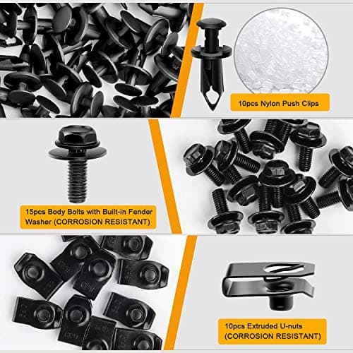 GOOACC GRC-70 35PCS Engine Under Cover Splash Shield Guard Body Bolts Bumper Fender Liner Push Retainer Fastener Rivet Clips, Black — view 3