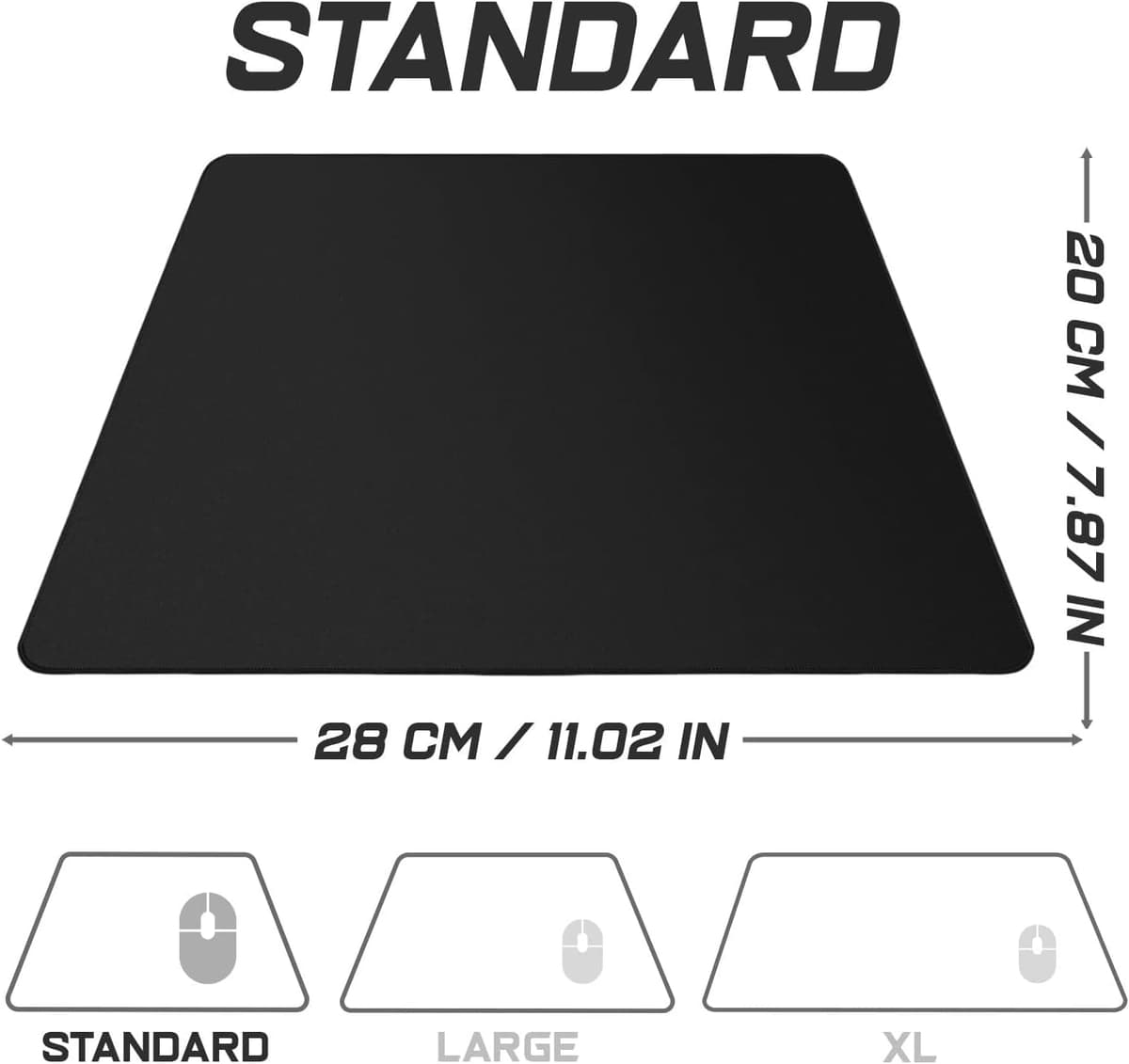 Sidorenko Mouse Pad - Mouse Pad 280 x 200 mm - Edgeless Edges - Special Surface Improves Speed and Accuracy - Non-Slip - Blac — view 2