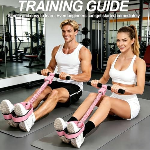 Upgraded Durable Pedal Resistance Band with Handle, Women Exercise Bands for Abdomen, Waist,Core/ABS, Arm, Leg, Glutes, Arms, Pilates, Strength, Sit Up Equipment for Home Workout — view 3