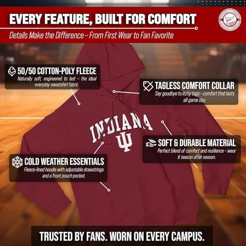 Campus Colors Indiana Hoosiers Arch & Logo Gameday Hoodie - NCAA College Hooded Sweatshirt - Crimson Medium — view 2