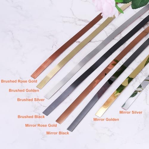 HARFINGTON 16.4ft x 0.98" Wall Trim Peel and Stick Molding Trim Frame, Self Adhesive Stainless Steel Brushed Finish Metal Strip Trim for Wall Ceiling Floor Cabinet Tile Edge, Black — view 3
