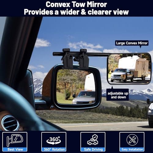 Universal Towing Mirrors, 2 Pack Universal Clip-on Side Mirror Extenders 360 Degree Rotation Adjustable Mirror Adjustable Side Mirror Extension for Towing,Suitable for Most SUV,Trailer,Jeep,RV,Truck ﻿ — view 3