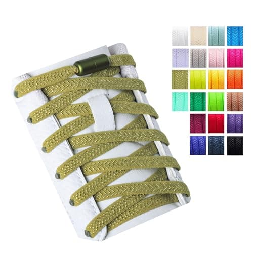 Olukssck 2 Pairs No Tie Shoe Laces for Kids and Adults, Tieless Elastic Shoelaces for Sneakers, 100cm, Army Green