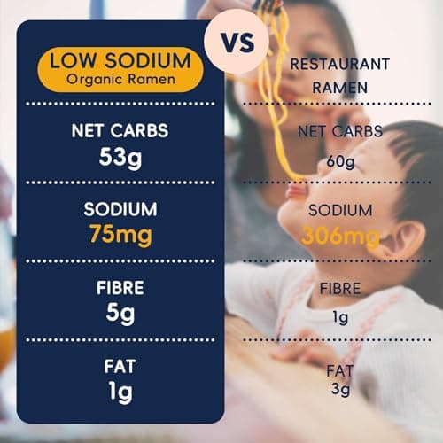 SUNGIVEN Organic Ramen Noodles, Healthy Low Sodium Noodles, Ready in 3 Minutes, Non-Fried Instant Noodles, No Additives or Preservatives, 2.46 OZ (Pack of 10) 24.69 Oz — view 3