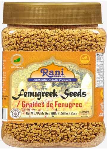 Rani Fenugreek (Methi) Seeds Whole 25oz (1.56lbs) 708g PET Jar, Trigonella foenum graecum ~ All Natural | Vegan | Gluten Friendly | Non-GMO | Indian Origin, Used in Cooking & Ayurvedic Spice