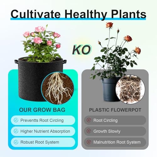 Land Guard 4-Pack Fabric Grow Bags 5 Gallon, Thickened Nonwoven Garden Pots, Growing Bags with Handles, Black — view 4