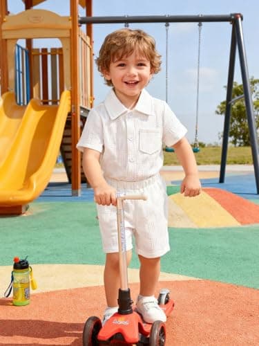 LUJENGEFA Toddler Baby Boys Clothes Summer Outfits Polo Shirt Shorts Set 2Pcs Outfit Sets for 6 Month-4T A-White 2-3 years — view 3