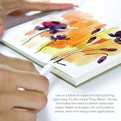 Fluid Watercolor Paper Block, 12 x 12 inches, 15 Sheets, 140 lb (300 GSM) Hot Press Pad for Artist Painting and Wet Media — view 2
