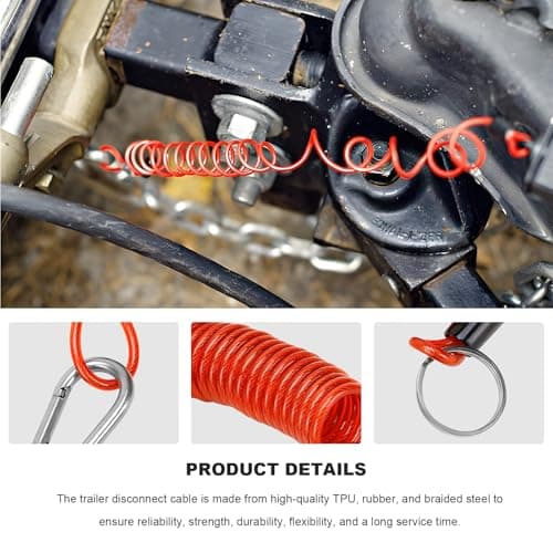 CCHRN Trailer Brake Away Cable, 6Ft Heavy Duty Stainless Steel Towing Coiled Wire Replacement with Clip, High Rebound Emergency Brake Safety Cable for RVs Trailers Campers — view 3