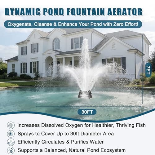 Floating Pond Fountain, 750W 110V 15,000 GPH Pond Pump with 4 RGB Lighting, 100-Foot Power Cord for Small & Large Ponds, Lakes — view 3