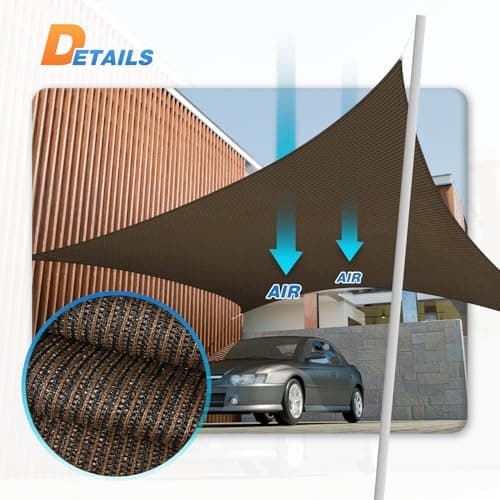 TANG 16' x 16' Sun Shade Sail Rectangle Outdoor Canopy UV Block Sunshades for Patio, Square Shade Cloth for Backyard Porch Deck Garden Pergola Cover, Brown — view 4