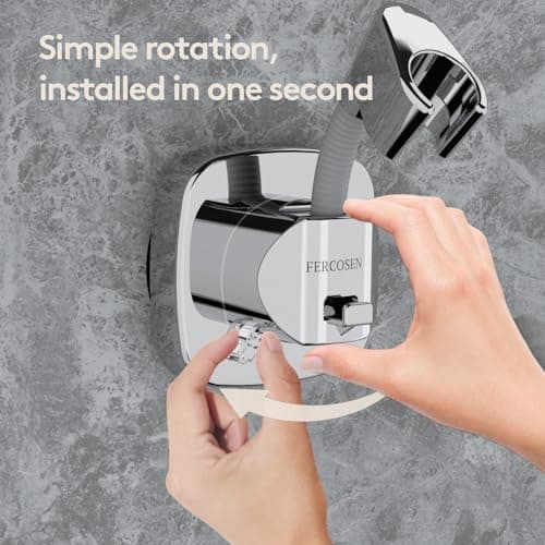 FERCOSEN Shower Head Holder with Suction | 360° Swivel | Black — view 2