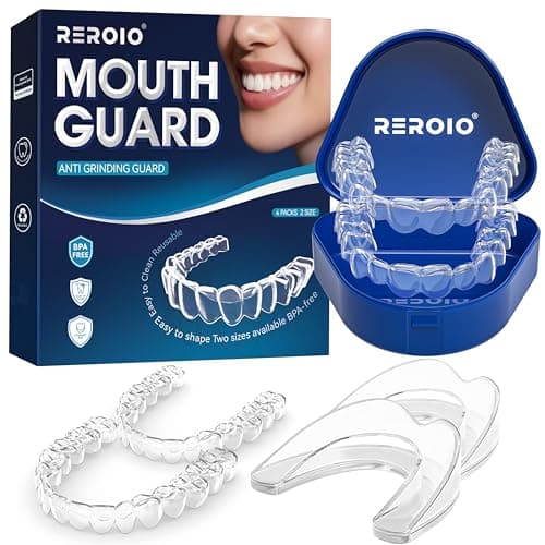REROIO Mouth guard for Grinding Teeth, Comfortable Night Guard for Grinding Teeth, Perfect fit Anti Grinding Mouthguard for Adults, Mouth Guard for Sleeping with 2 Size Available
