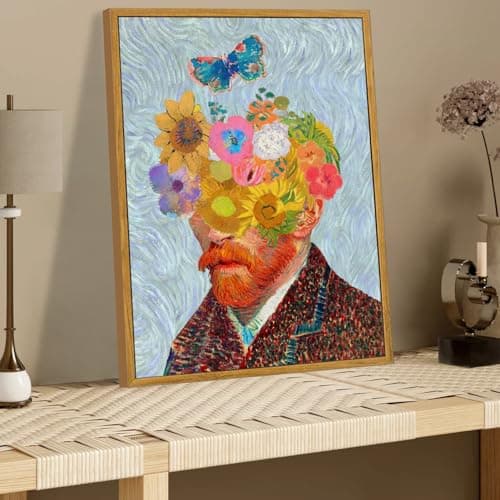 KBKBART Gold Framed Van Gogh Wall Art, Vintage Abstract Wheat Field with Cypress Canvas Impressionist Oil Painting, Farmhouse Country Landscape Wall Decor, Van Gogh Poster Art Prints for Bedroom — view 7