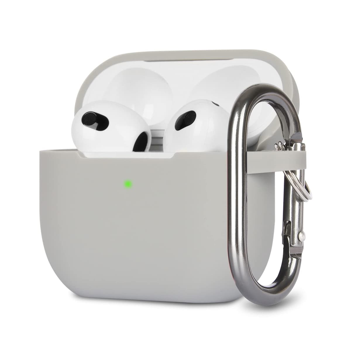 Funda de Silicona Compatible con AirPods 3, Anti-rasguños, Anti-Polvo, LED Frontal Visible, Funda Premium Silicona para AirPods 3.ª Generación (2021) con Mosquetón, Coral Orange — view 12