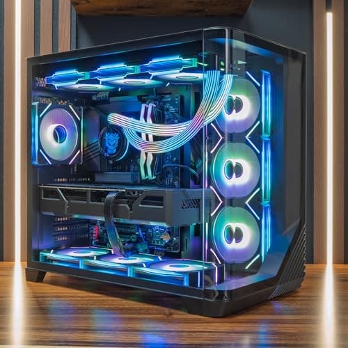 HYPER CYBER Quantum Gaming PC Desktop Computer, AMD Ryzen 7 7800X3D, Radeon RX 9060 XT, 64GB DDR5, 1TB SSD, 360 LCD Liquid Cooler, Windows 11 Home, RGB Lighting, Ready to Use — view 7
