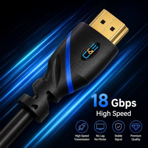 75ft (22.8M) High Speed HDMI Cable Male to Male with Ethernet Black (75 Feet/22.8 Meters) Built-in Signal Booster, Supports 4K 30Hz, 3D, 1080p and Audio Return CNE570709 — view 4