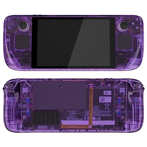 eXtremeRate Clear Atomic Purple Custom Faceplate Back Plate for Steam Deck, Handheld Console Replacement Housing Case, DIY Full Set Shell with Buttons for Steam Deck LCD Console - Console NOT Included — view 3