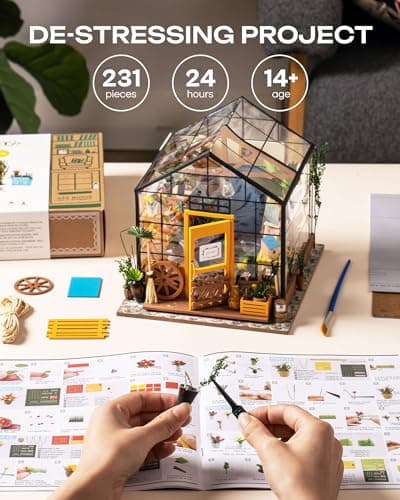 Rolife Dollhouse DIY Miniature Room Kit-Handmade Green House-Home Decoration-Miniature Model to Build-Christmas Birthday Gifts for Boys Girls Women Friends (Cathy's Flower House) — view 4