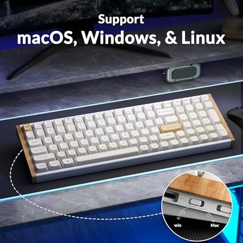 Keychron K4 HE 96% Wireless Hall Effect Keyboard, Gateron Magnetic Linear Switch, Analog Mode & Rapid Trigger, QMK RGB, 2.4GHz/BT5.2/USB-C, Multitasker for Mac/Windows/Linux, Wood Accent Frame - White — view 2