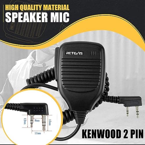 Retevis Walkie Talkie Speaker Microphone,2 Pin Shoulder Radio Microphone Compatible with Retevis RT22 RT27 RT68 RT15 RB17 RT17 RT19 H777 RT66 RT67 Baofeng UV-5R 888S 2 Way Radio(1 Pack)
