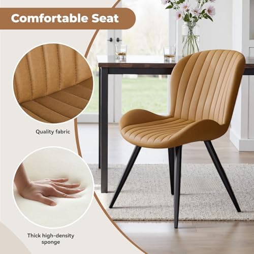 Daluvenix Dining Chairs Set of 2,Modern Fabric Dining Chairs Featuring Ergonomic Backrests, Thickly Padded Cushions, and Sturdy Metal Legs, Suitable for Kitchen, Living Room,and Bedroom,Brown — view 2