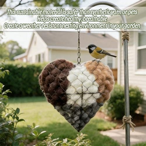 Handmade Alpaca Fiber Bird Nesting Heart, Reusable Nest Core Hummingbirds Nesting Material Bracket for Bird Enthusiasts, Garden Dispenser Tree Shelter Birdhouse for Birds Lovers — view 4