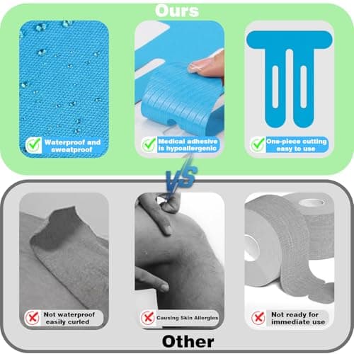 24PCS Precut Kinesiology Tape for Knees - Waterproof Knee Support Tape,Cotton Elastic Athletic KT Tape,Pain Relief Muscle Joint Support,6 Colors Easy Apply Precut Strips,4 Per Color — view 4